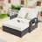 Outdoor PE Rattan Double Chaise Lounge with Cushions and Adjustable Back-225043715-225043725