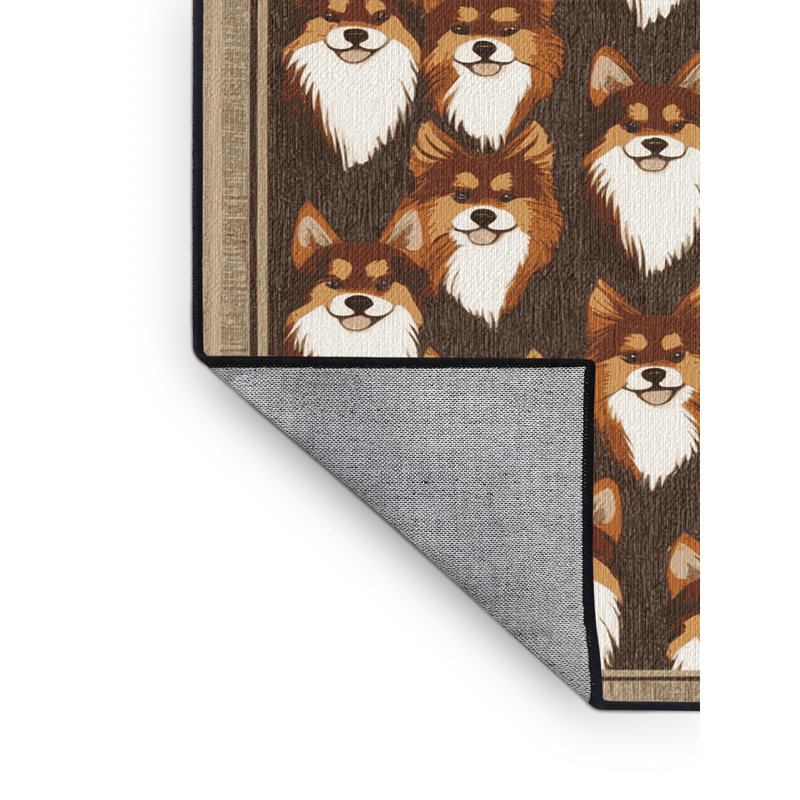 Washable Finnish Spitz Dogs Area Rug, Round 6'