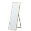 Miroir pleine longueur à DEL avec lumières - 3 lumières à intensité variable, cadre doré, miroir de plancher autoportant pour la chambre à coucher, le salon et la boutique de mariage
