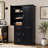 Tall And Wide Storage Cabinet With Doors For Bathroom/Office, Three Drawers-1045119103