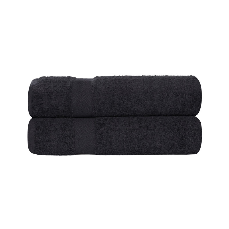 Drap de bain 100% coton à séchage rapide Franklin, Noir, 2 Pieces Towel Set