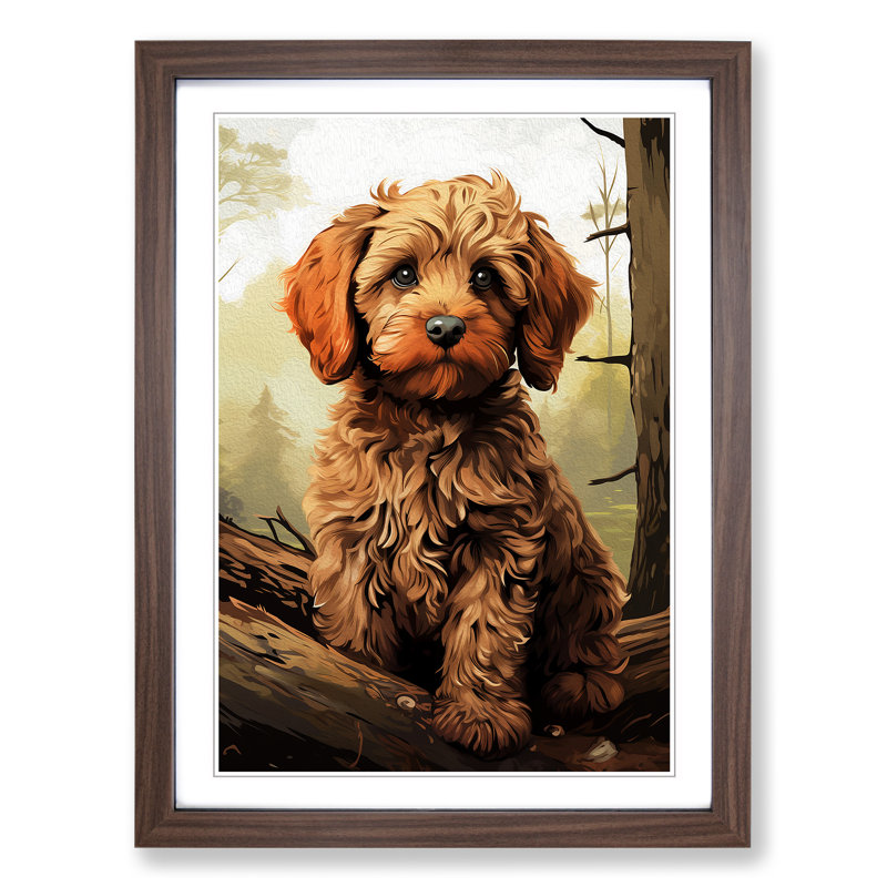 Single Picture Frame Print on Wood, Walnut Framed, 46cm H x 34cm W