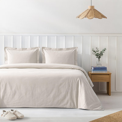100% Cotton Washed Percale Solid Duvet Cover Set - Includes 1 Duvet Cover & 2 Pillow Sham Set