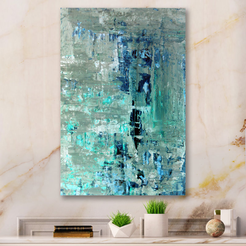 Blue Meets Turquoise Abstract Art - Wrapped Canvas Print