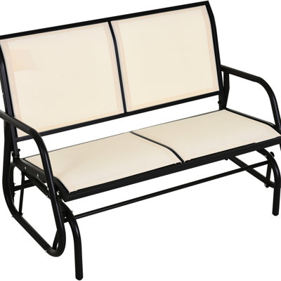 2 sièges berçants, balançoire double pour patio. Tissu beige à écharpe à séchage rapide. Structure en acier thermolaqué, supportant 440 lb Mécanisme lisse, idéal pour la cour, le jardin et le porche. L 47,25 po x l 27,5 po