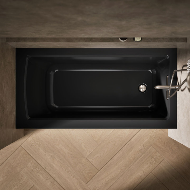 Archer 60" x 30" Acrylic Alcove Soaking Bathtub with Comfort Depth, Black, Right