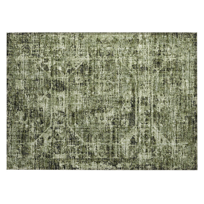Tapis vert d'intérieur / extérieur en polyester tissé à la machine Fenwick, Rectangle 1 pi 8 po x 2 pi 6 po