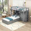 Lit superposé simple en bois avec garde-robe intégré, tiroirs, tablettes et lit hydraulique-1102593617