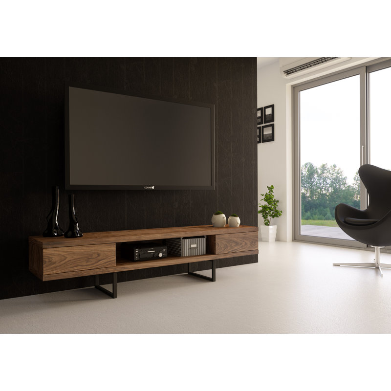 Larned Unfinished TV Stand for TVs up to 70", Walnut