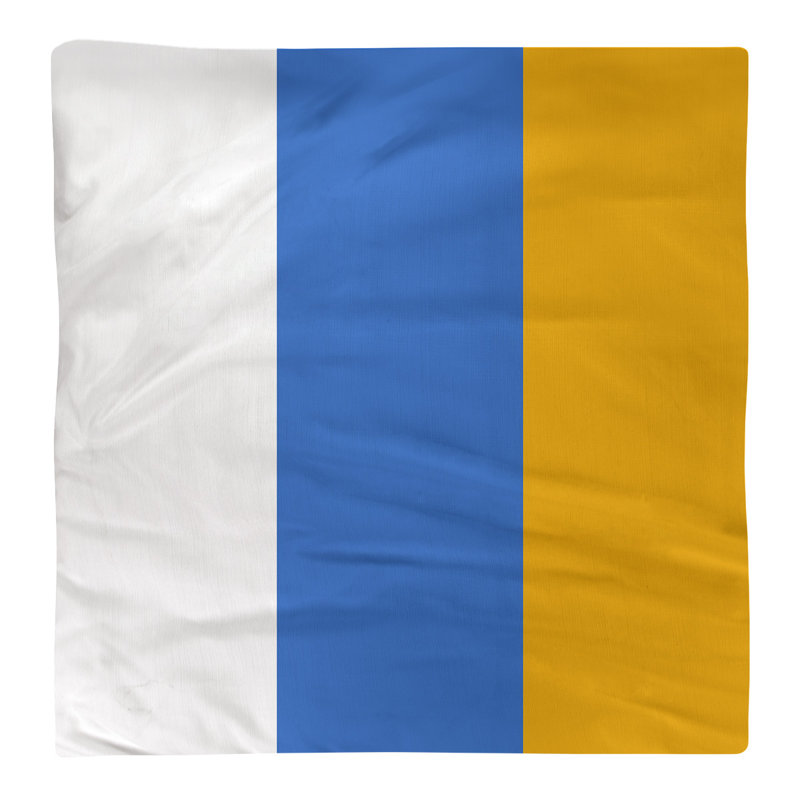 Striped Square Napkin, White/Blue/Gold, Cotton Twill, 10" H x 10" W x 0.25" D