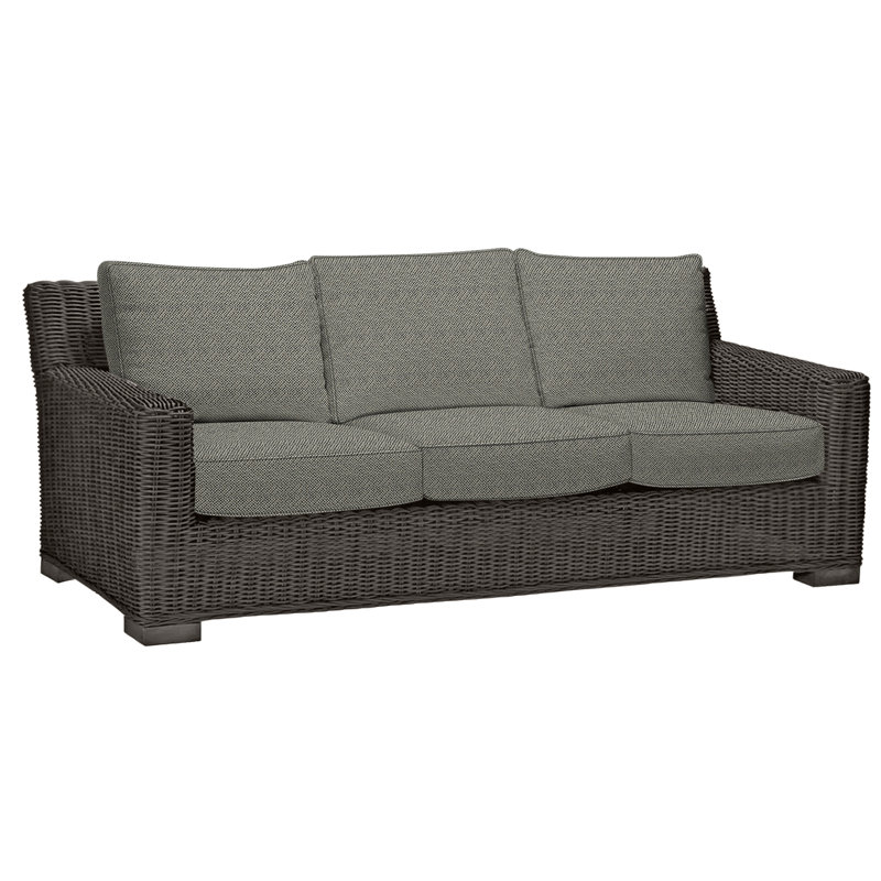 Canapé rustique tissé - Noyer noir, Welt, Noir noyer, Sunbrella® ‑ Cabana à rayures minuit