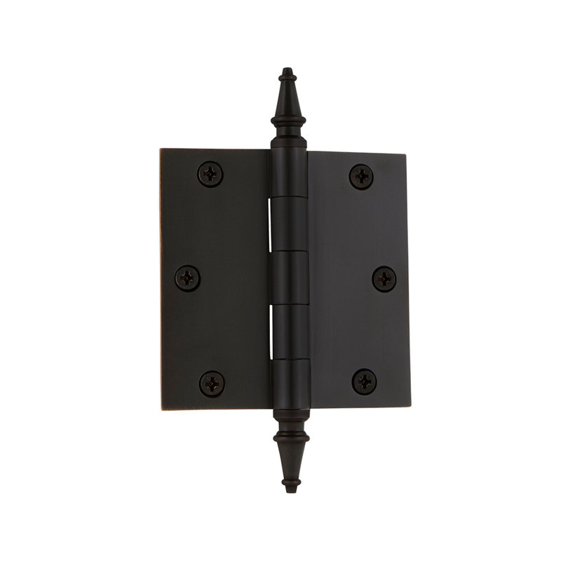 Nostalgic Warehouse 3.5" x 3.5" Steeple Tip Residential Hinge with Square Corners, Oil-Rubbed Bronze