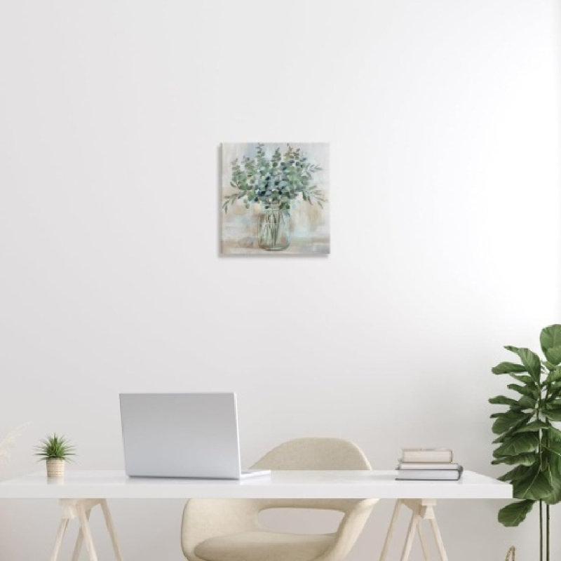 Thème botanique blanc apaisant apaisant, art mural non encadré, 16 x 16