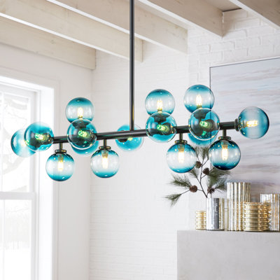 Luminaire suspendu pour îlot de cuisine à 16 lumières avec globes de verre Broghan