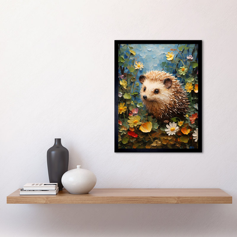 Hedgehog Wildflower Meadow Woodland Creature - Single Picture Frame Print