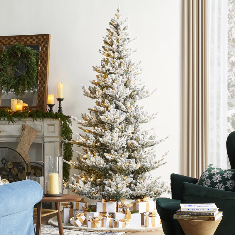 Sapin de Noël mince avec lumières, 7.5'