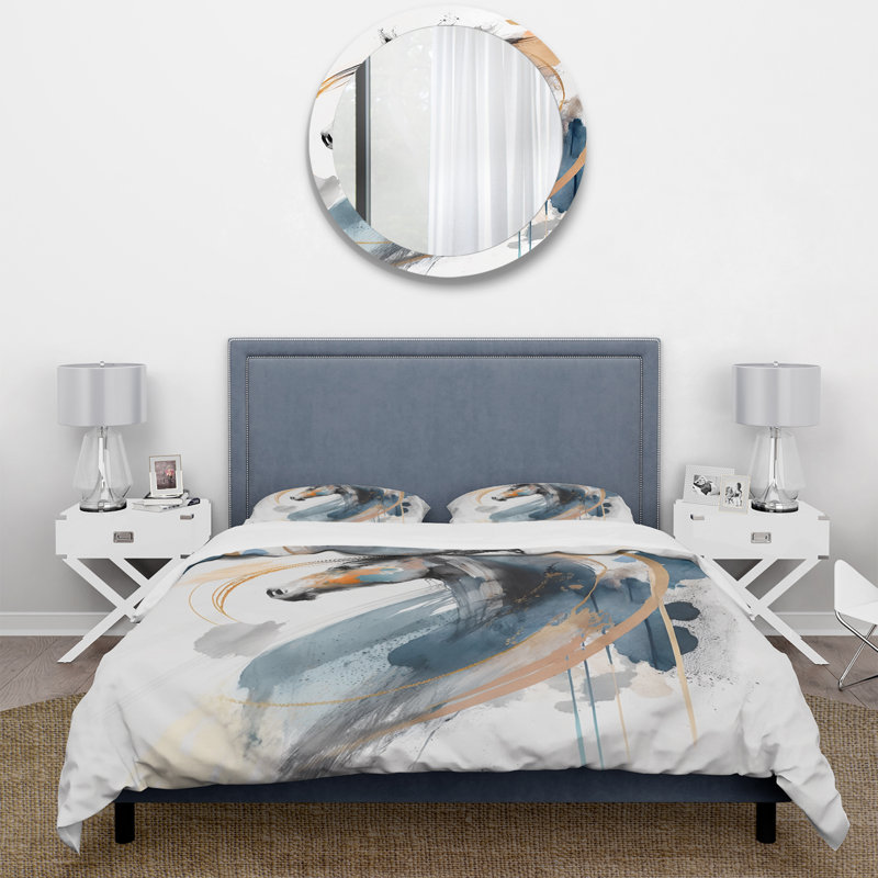 Black Horse Side Portrait II - Ensemble de housse de couette animaux - Microfibre de polyester