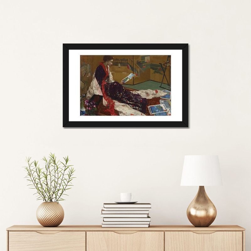 Caprice en mauve et doré, le Golden Screen - reproduction d'art murale - papier d'art encadré, 16 po x 24 po, Papier encadré