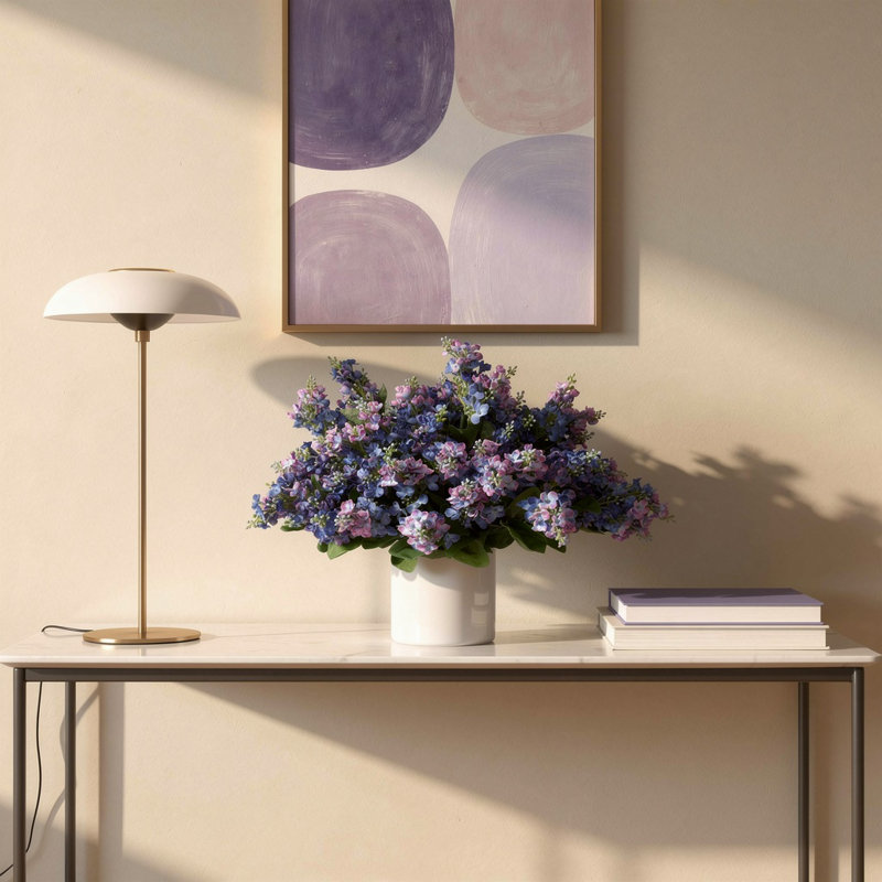 Assorted Lilacs in Fiberstone Pot, 18" H x 20" W x 20" D