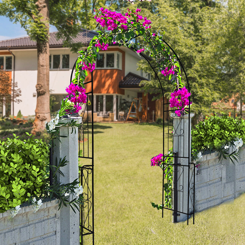 Arche de jardin en métal l 55 po x H 94,5 po, Noir