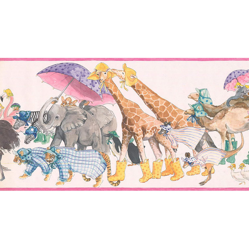 Bordure de papier peint L 15 pi x l 10,5 po Lambalot, Rose / jaune / brun