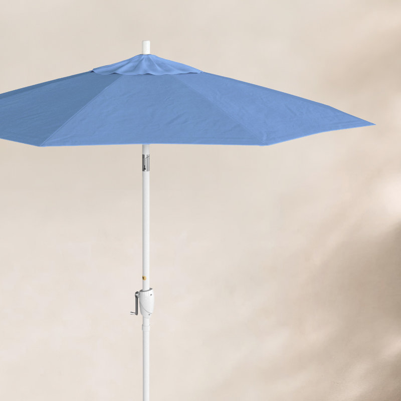 Parasol de marché 7,5', Sunbrella®, Blanc, Toile toile Sunbrella® cyan