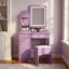 Ensemble de coiffeuse avec tabouret et miroir 55,1 po Moriah-1632457967