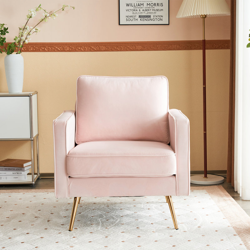 Fauteuil club l 35 po Bernardston, Velours rose