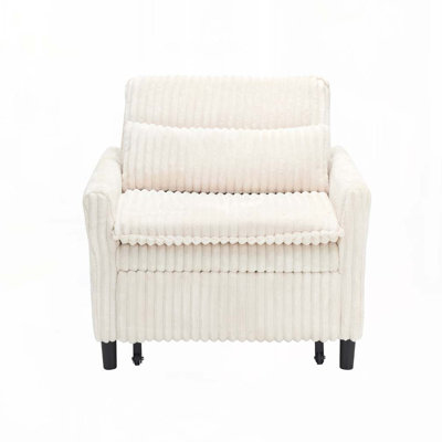 Corduroy Fabric Accent Club Armchair with a pillow by Latitude Run