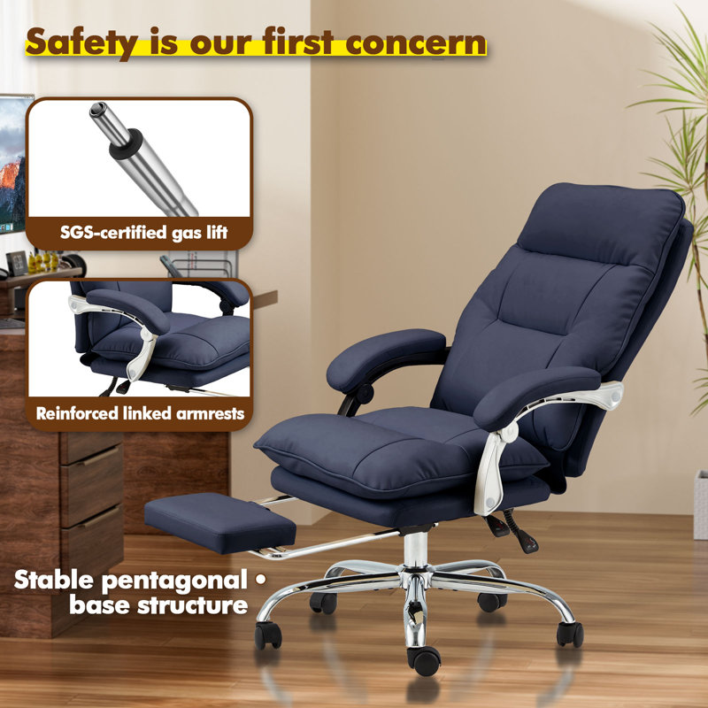 Executive Office Chair With Footrest 350 Lbs, Blue