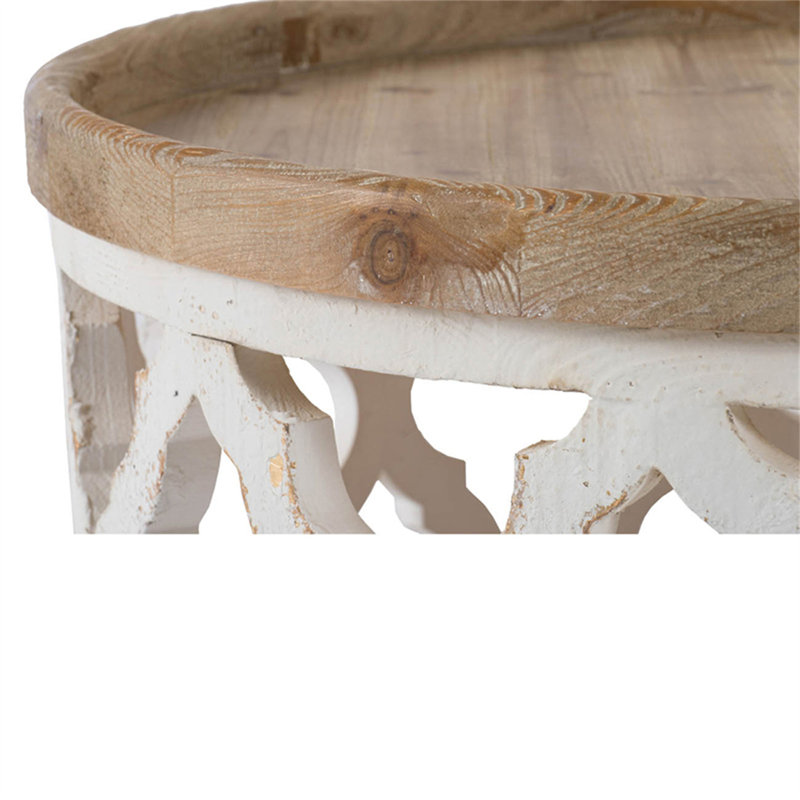 Table basse ronde en bois 31,9 x 31,9 x 15,7 po