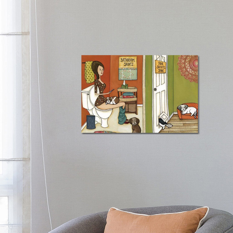 Bathroom Shihtz by Jamie Morath - Wrapped Canvas Print, 66.04 cm H x 45.72 cm W x 3.175 cm D