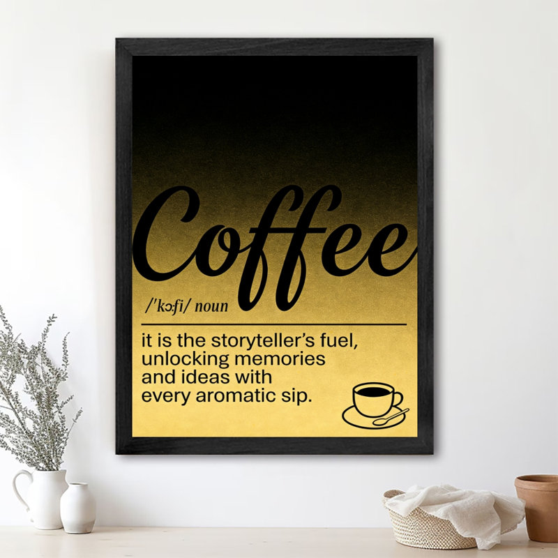«Black Coffee Vintage», art mural, définition du café noir, H 11 po x l 9 po