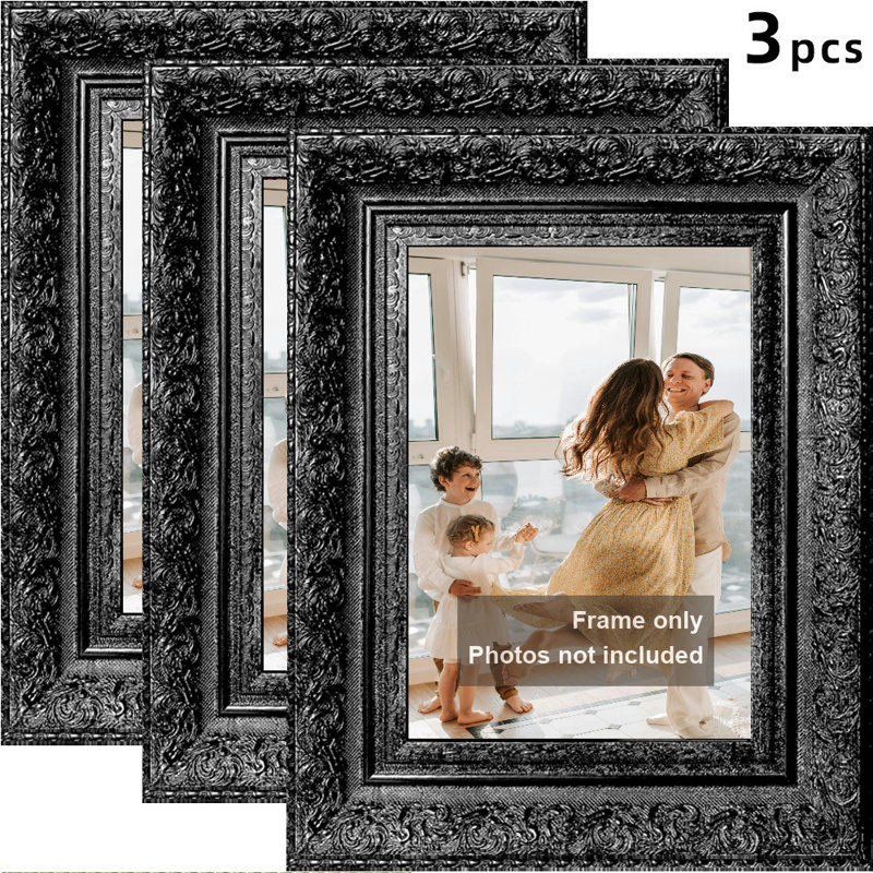 Cadre photo noir 3 pièces Cozy pour photos 5 po x 7 po et affichage mural et de table
