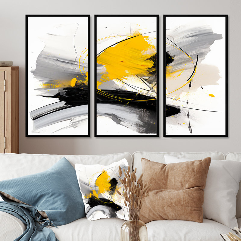 Conar - ensemble d'art mural abstrait, Cadre flottant noir, H 40 po x l 60 po x P 1 po