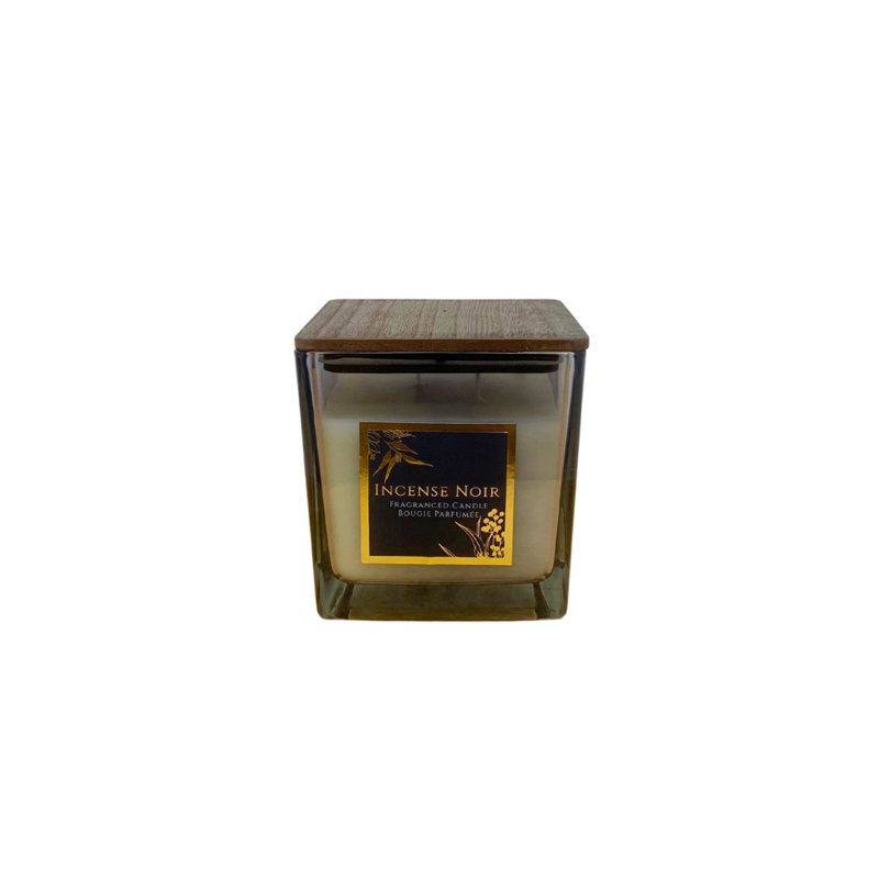 Black Incense Scented Jar Candle with Glass Holder