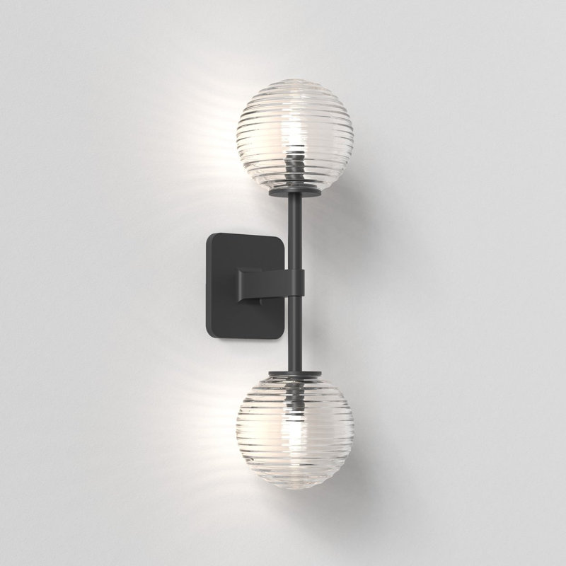 Tacoma 2 - Light Armed Sconce, Matte Black, Clear