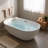 61 inch Matte White Solid Surface Freestanding Soaking Bathtub with Overflow and Pop-up Drain