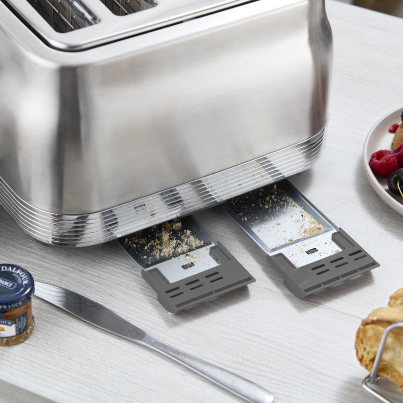 Swan Retro 4 Slice Toaster with 7 Browning Levels for Toast, Breakfast Muffins and Bagels, Removable Crumb Trays, Defrost/Reheat/Cancel, Cord Storage, Non-Slip Feet, 1860W