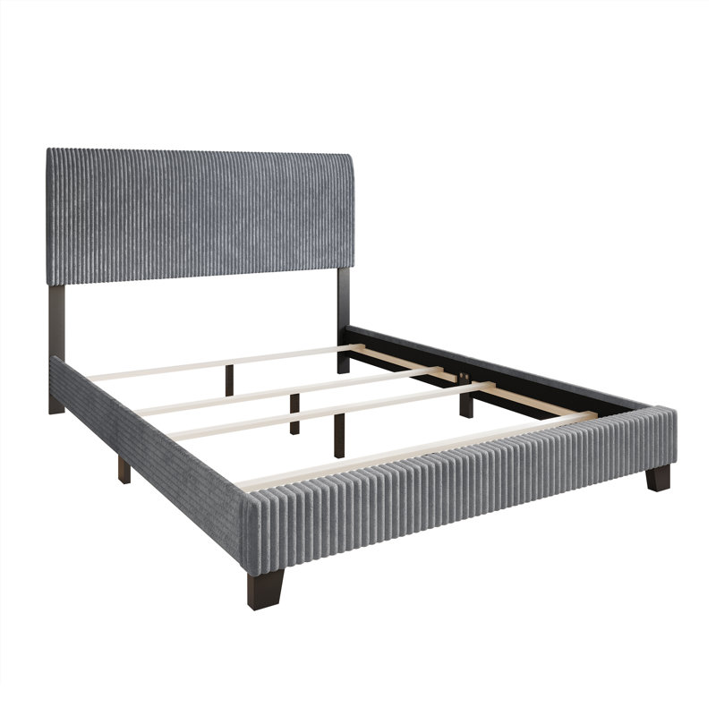 Pravesh Corduroy 4-pieces Bedroom Set, Queen, Gray/Dark Gray