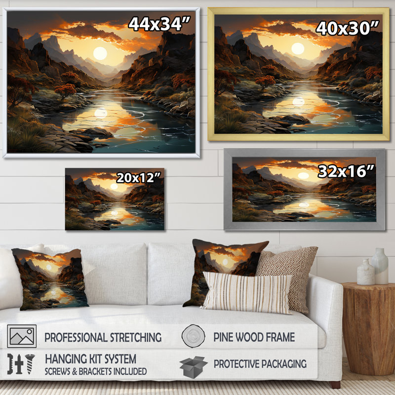 «Canyon Desert Sunrise Landscape I - Canyon», reproductions d'art mural, Toile tendue, H 24 po x l 32 po x P 1 po