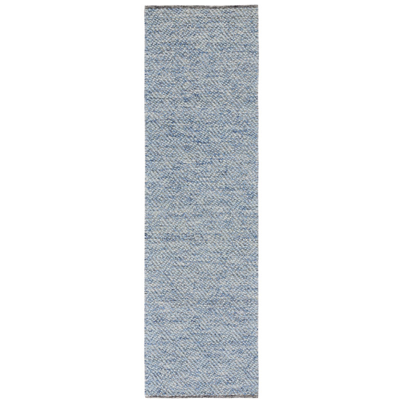 Tulane Hand Woven Wool/Cotton Geometric Rug in Blue, Runner 2'3" x 8'