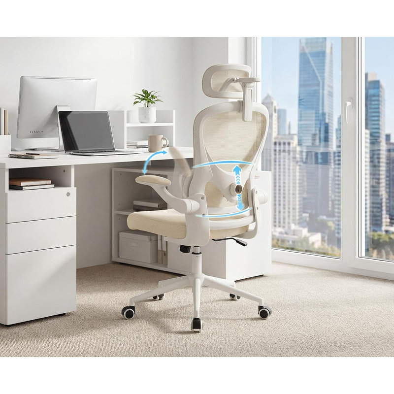 Ergonomic Mesh Office Chair with Adjustable Lumbar Support, 4D Headrest and Swivel Casters, High Back Computer Desk Chair for Home Workspace