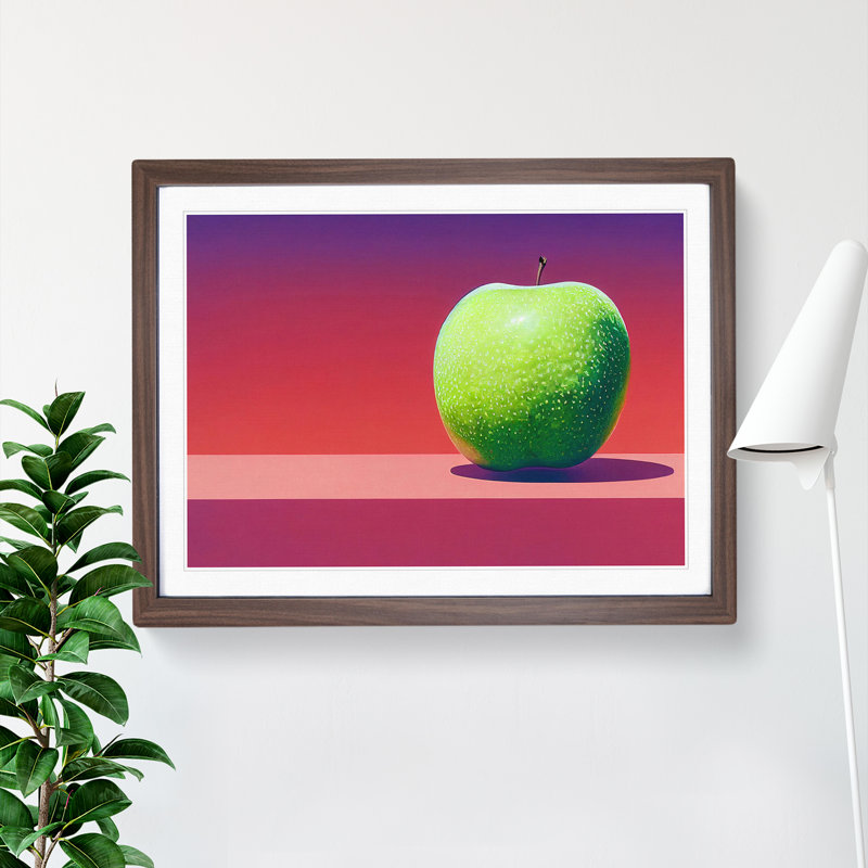 Single Apple Fruit Vol.3 - Single Picture Frame Print, Walnut Framed, 25cm H x 34cm W x 2cm D