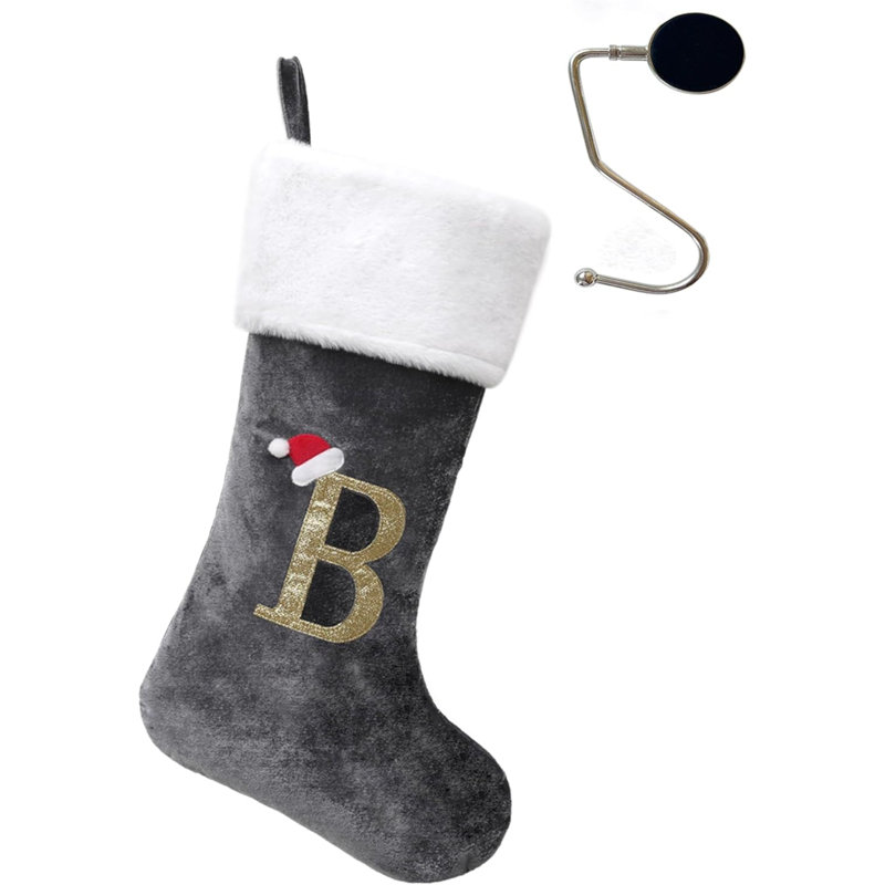 Bas de Noël monogrammés de 20 pouces avec lettres, bas de Noël super doux, bas de grand monogramme, bas de lettre rouge pour les Fêtes de Noël, cadeau de Noël…