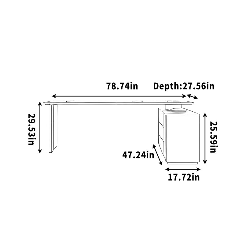 Bureau simple avec tiroir pour ordinateur, H 29,53 po x l 78,74 po x P 47,24 po