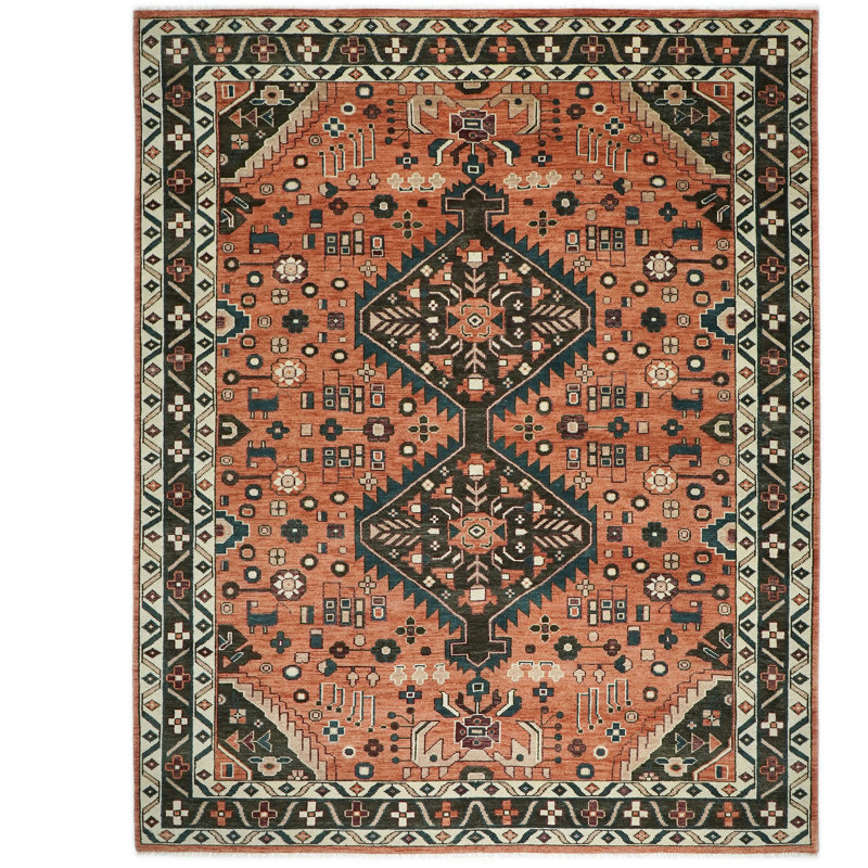 Tapis traditionnel Oushak en laine noué à la main 12 x 15 po