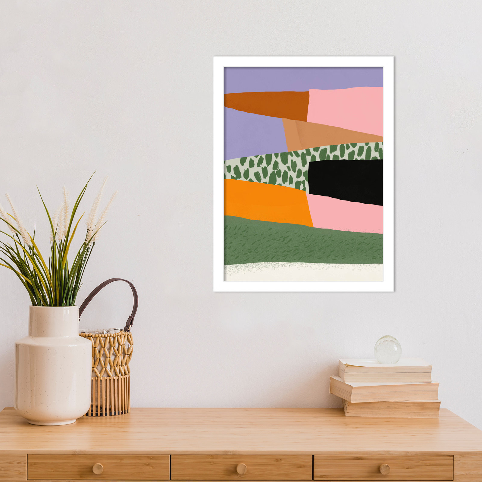 Abstract Minimalism Collage 02 Print, White, 17" H x 13" W