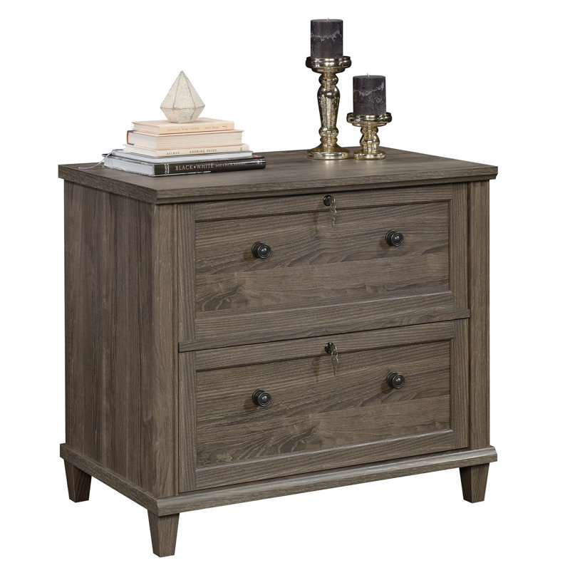 Commode décorative 2 tiroirs Hammond, H 29,961 po x l 32,874 po x P 20,551 po, Gris