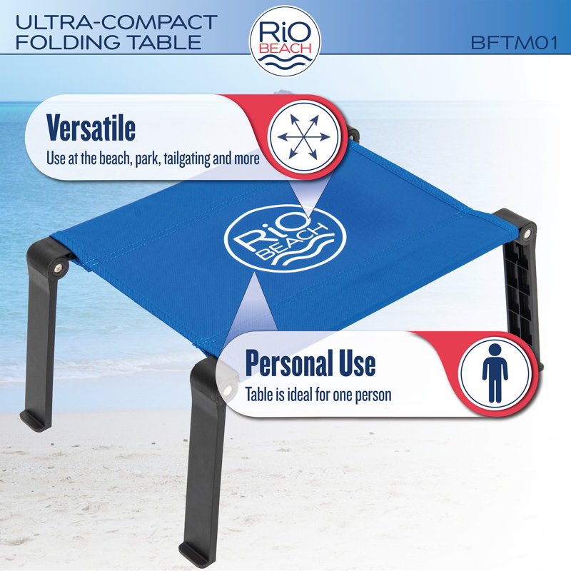 Blue Ultra Compact Fabric Folding Camping Table